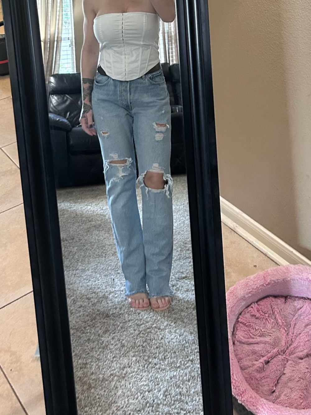 Levi’s light Blue premium  Distressed Women's Jeans - Classic Straight Fit